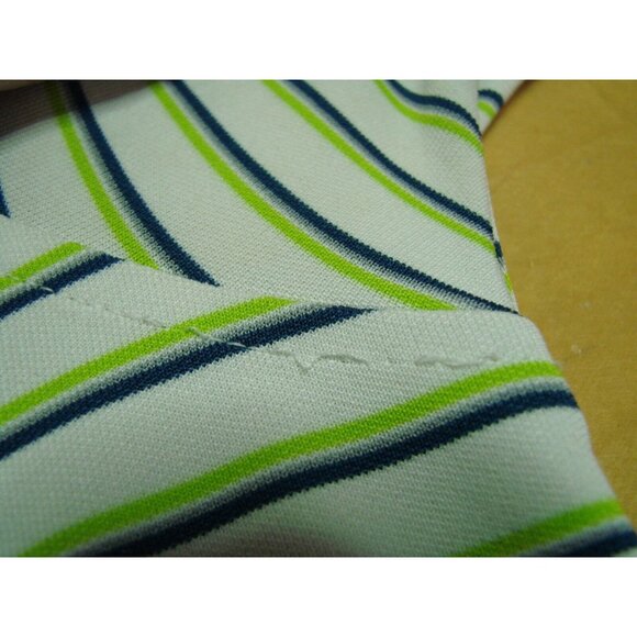 Under Armour Mens Golf Polo Shirt Athletic Medium Green Blue Striped Heat Gear - Picture 6 of 12